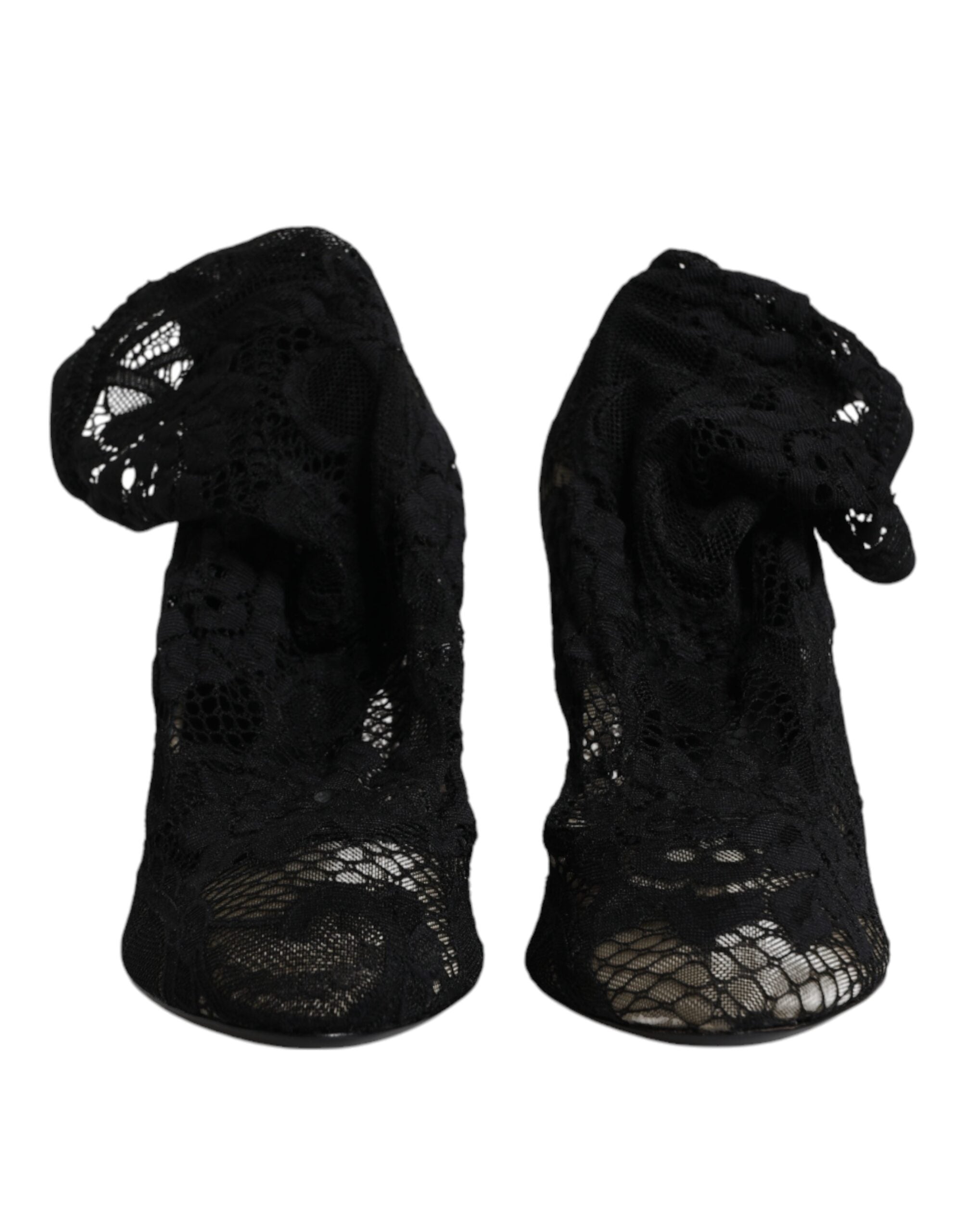 Dolce &amp; Gabbana – Schwarze Stiefel mit Stretch-Absatz und halbhoher Spitze