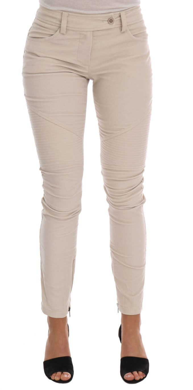 Ermanno Scervino Schicke beige Cordhose in schmaler Passform