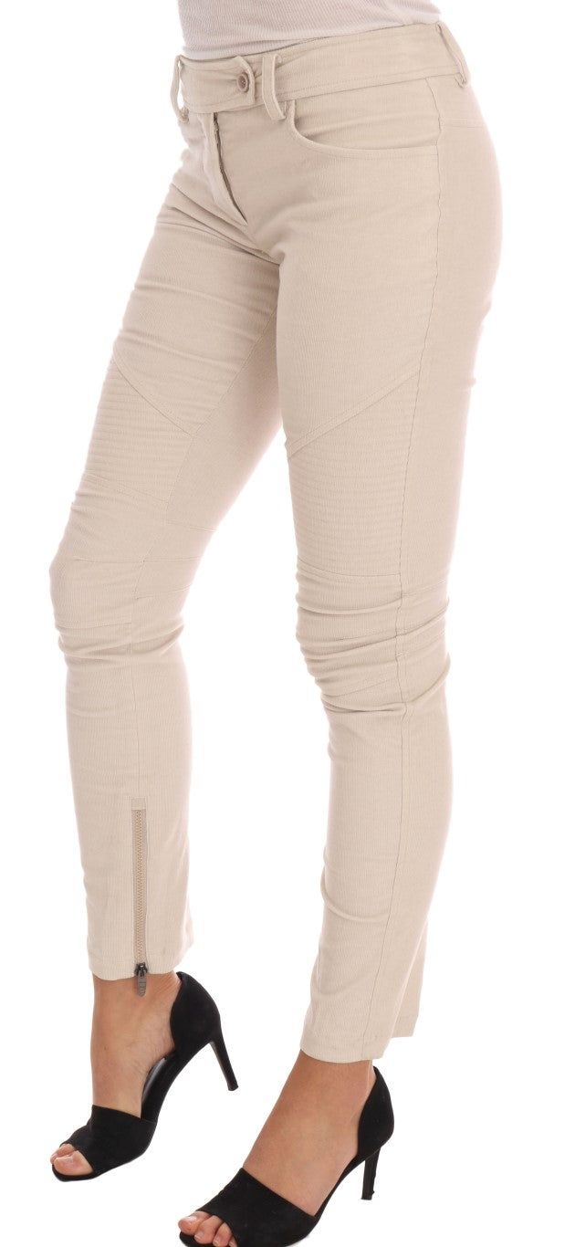 Ermanno Scervino Schicke beige Cordhose in schmaler Passform