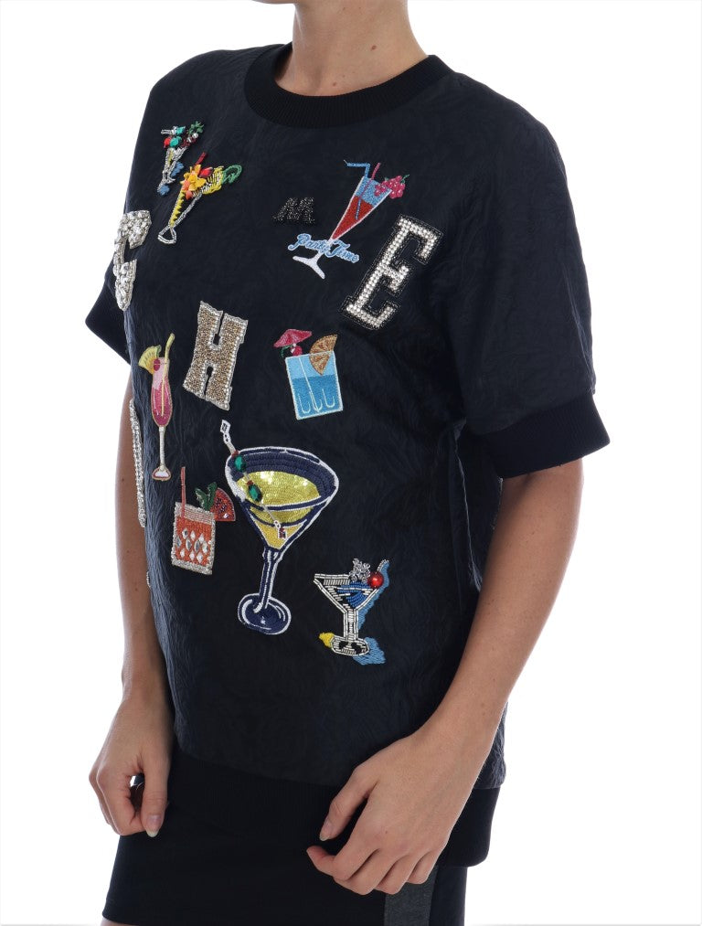 Dolce &amp; Gabbana – Schwarzer Pullover mit verzaubertem Kristall