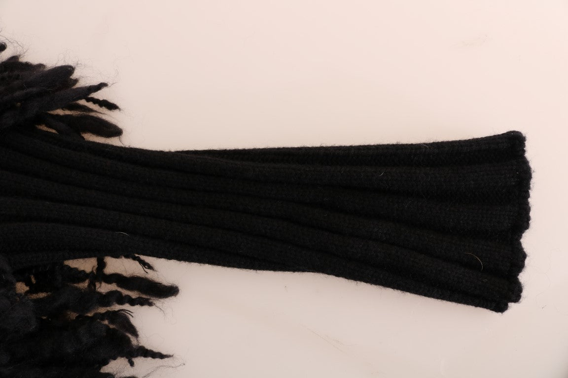 Pulover elegant cu franjuri negre din lână și cașmir Dolce &amp; Gabbana