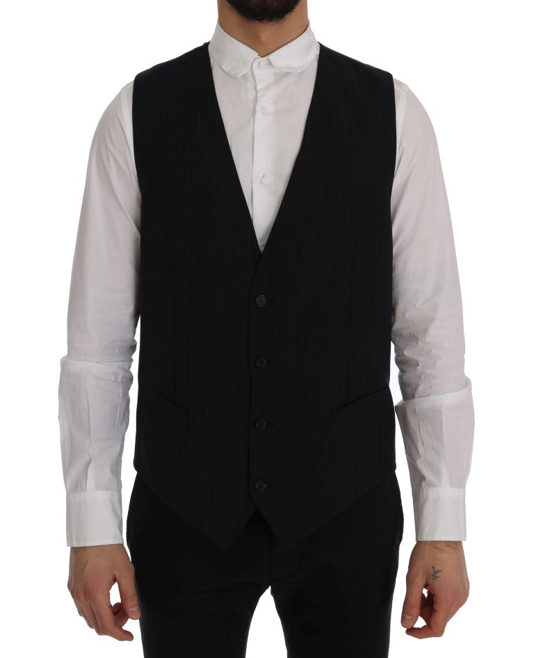 Dolce &amp; Gabbana Elegante blau gestreifte Weste