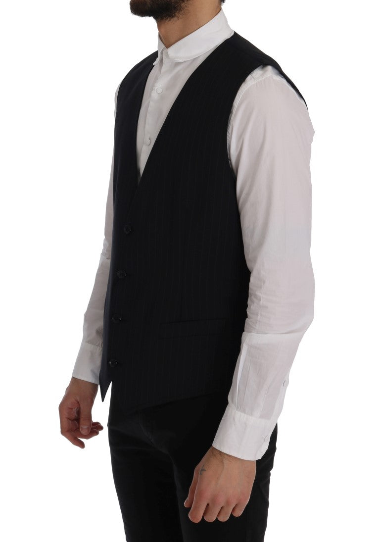 Dolce &amp; Gabbana Elegante blau gestreifte Weste
