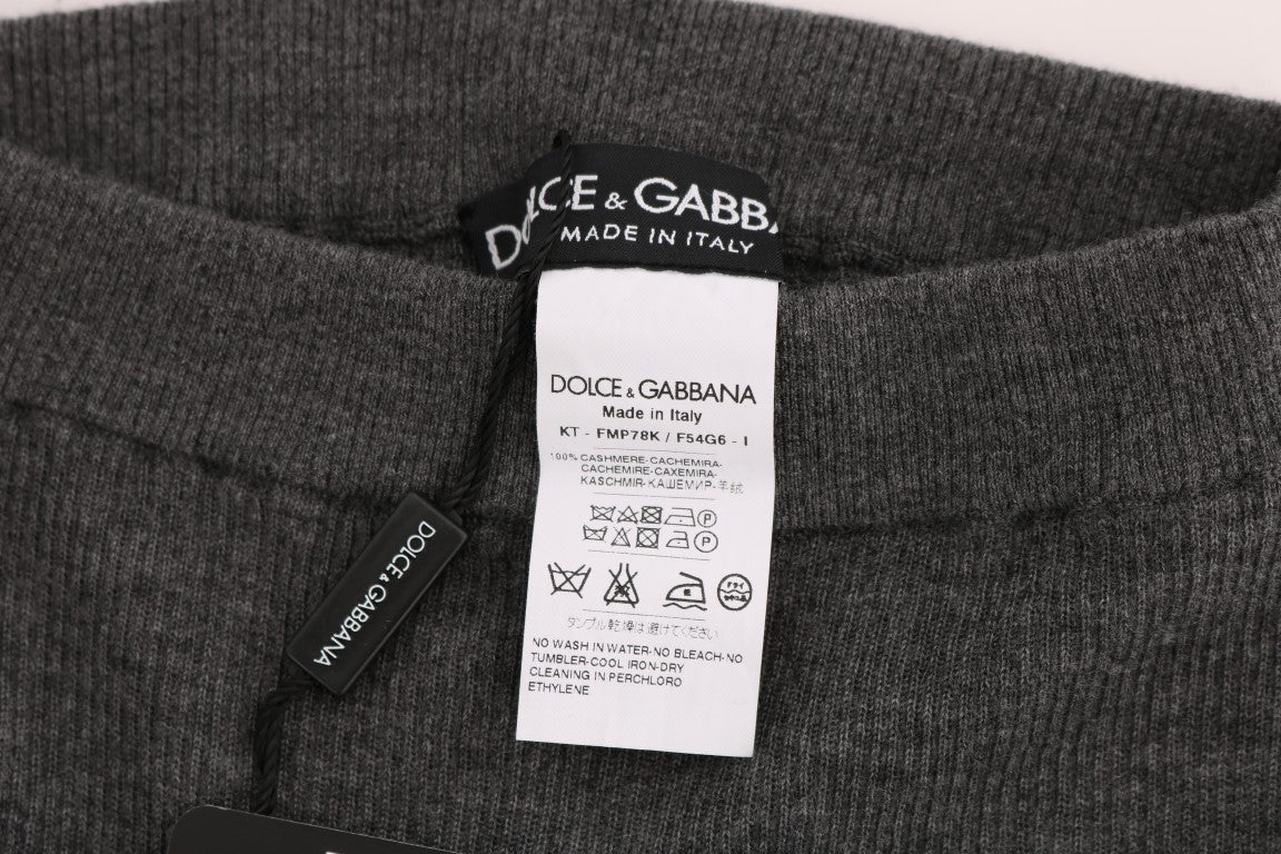 Dolce &amp; Gabbana Schicke graue Strumpfhose aus Kaschmir mit hoher Taille