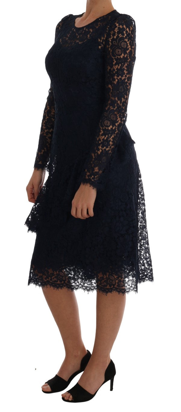 Dolce &amp; Gabbana Elegantes A-Linien-Kleid mit Blumenspitze