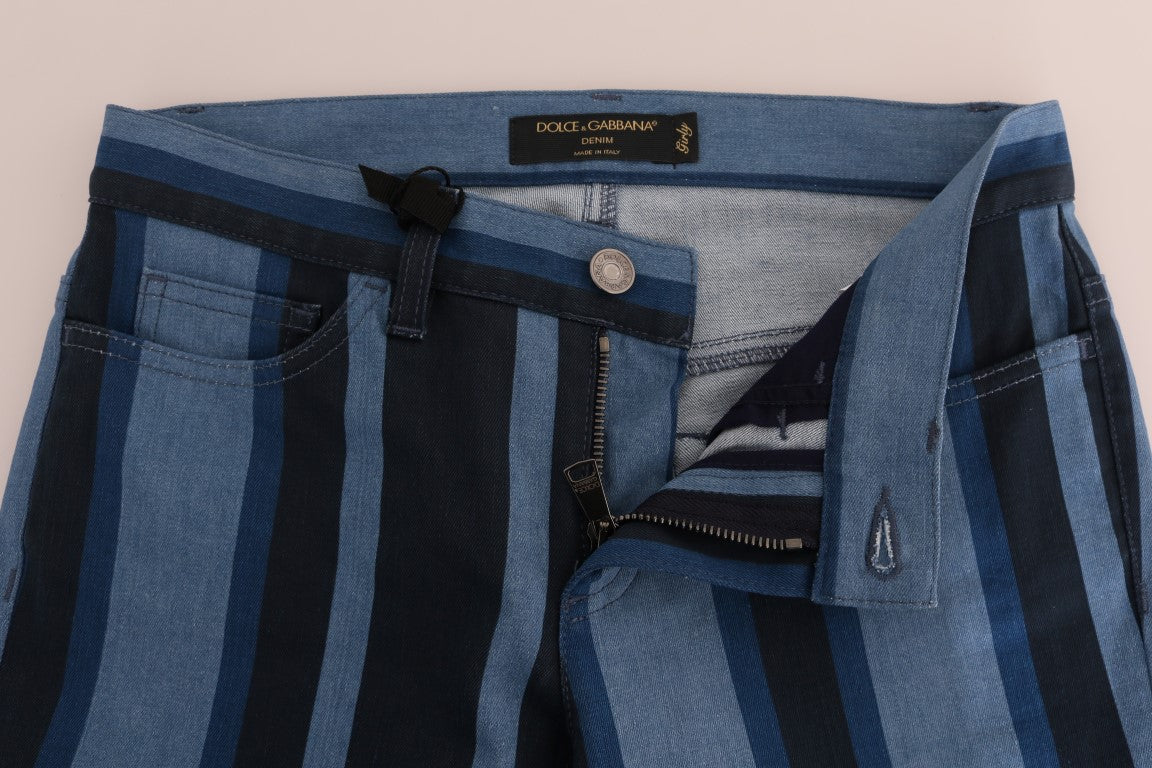 Dolce &amp; Gabbana Schicke blau gestreifte Slim Fit Girly Jeans