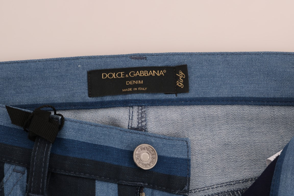 Dolce &amp; Gabbana Schicke blau gestreifte Slim Fit Girly Jeans