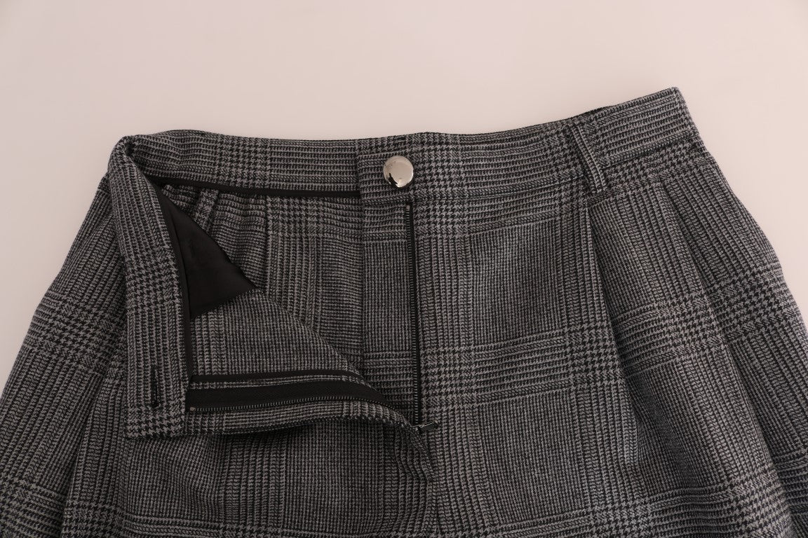 Dolce &amp; Gabbana Elegante Caprihose aus Wolle in Grau mit Karomuster