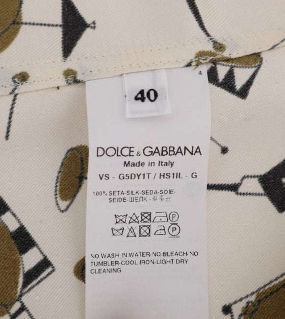 Dolce &amp; Gabbana Exklusives Freizeithemd aus Seide für Herren – JAZZ-Motiv