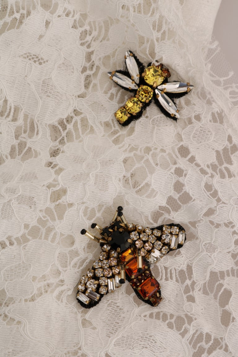Bluză mini elegantă cu dantelă albă Dolce &amp; Gabbana