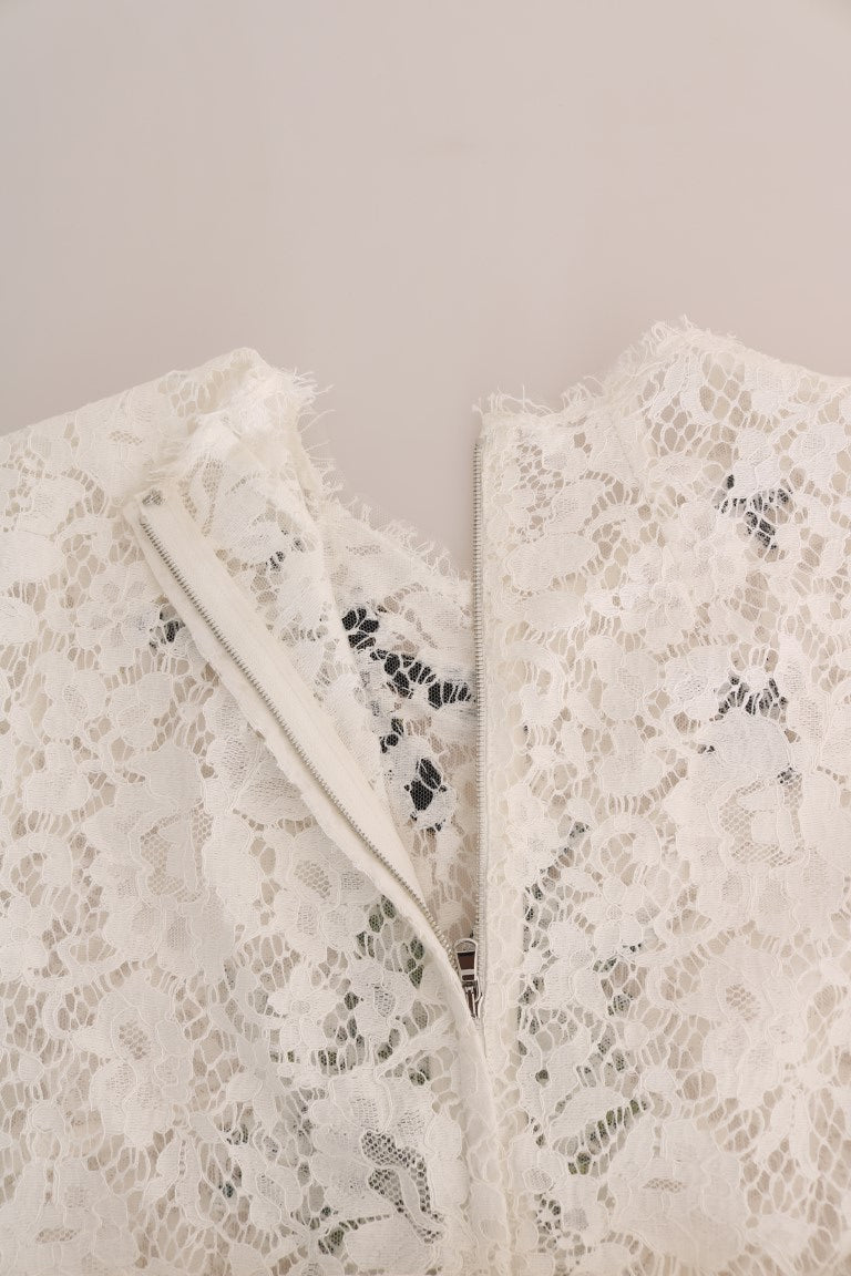 Bluză mini elegantă cu dantelă albă Dolce &amp; Gabbana