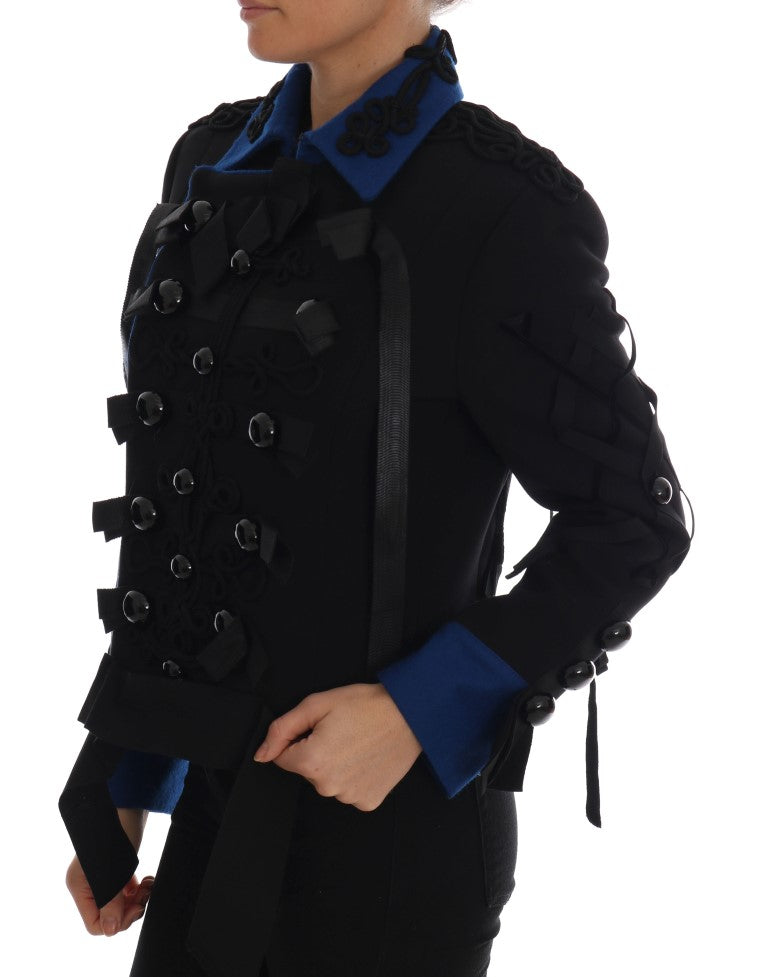 Dolce &amp; Gabbana Schicke schwarze und blaue kurze Trenchcoatjacke