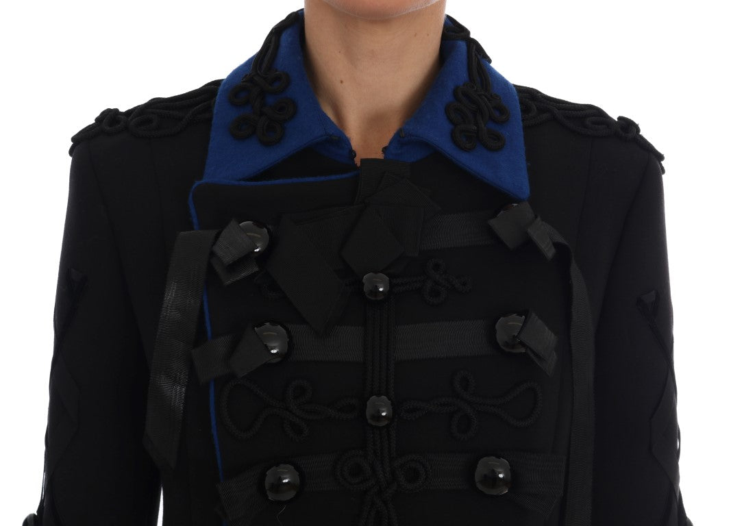 Dolce &amp; Gabbana Schicke schwarze und blaue kurze Trenchcoatjacke