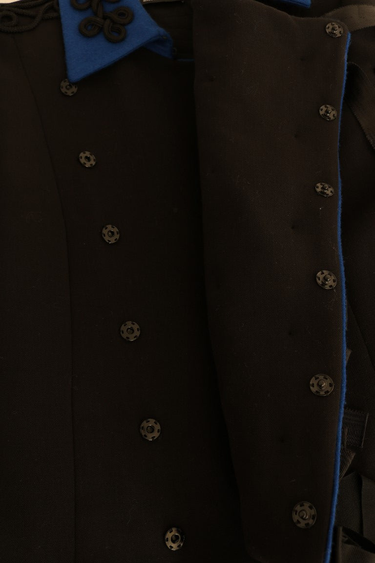 Dolce &amp; Gabbana Schicke schwarze und blaue kurze Trenchcoatjacke