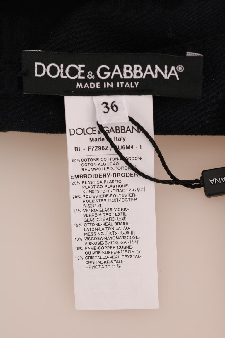 Dolce &amp; Gabbana – Mantel mit verzaubertem blauem Kristallstickerei