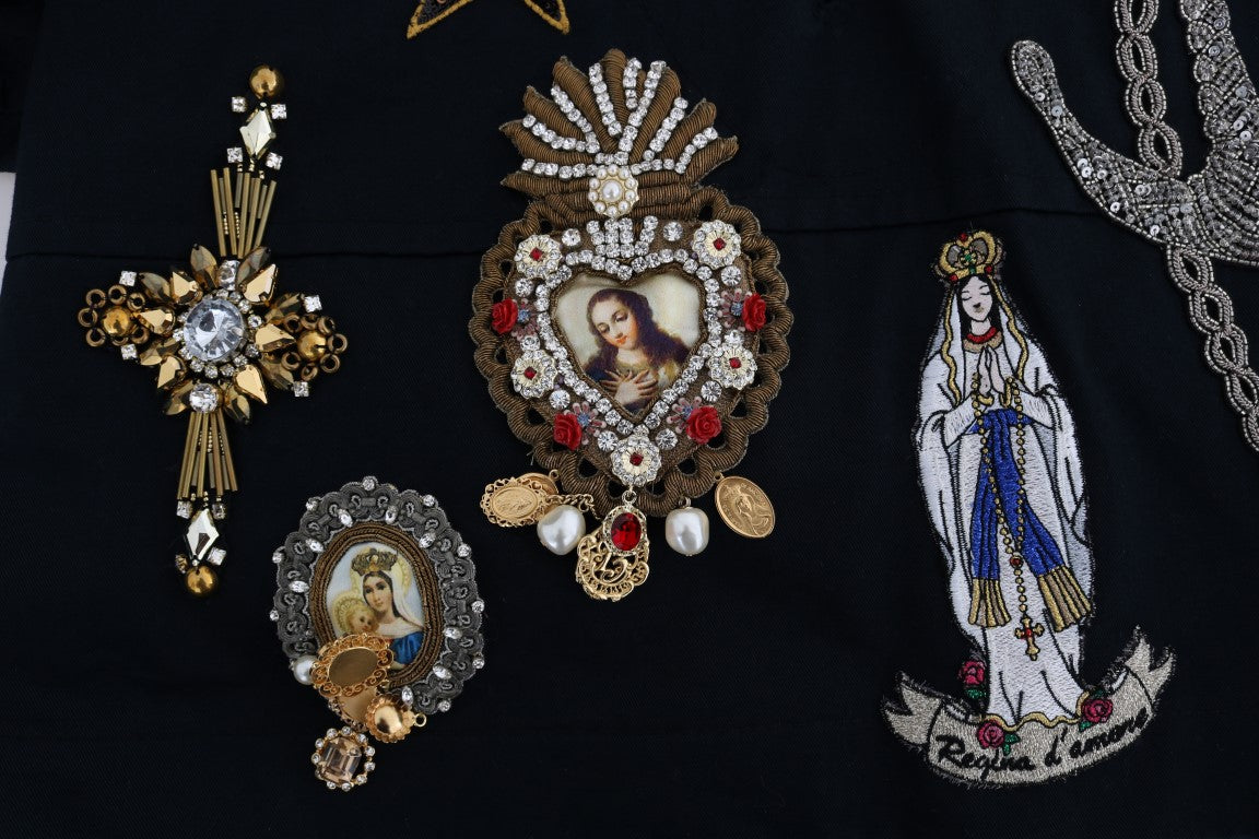 Dolce &amp; Gabbana – Mantel mit verzaubertem blauem Kristallstickerei