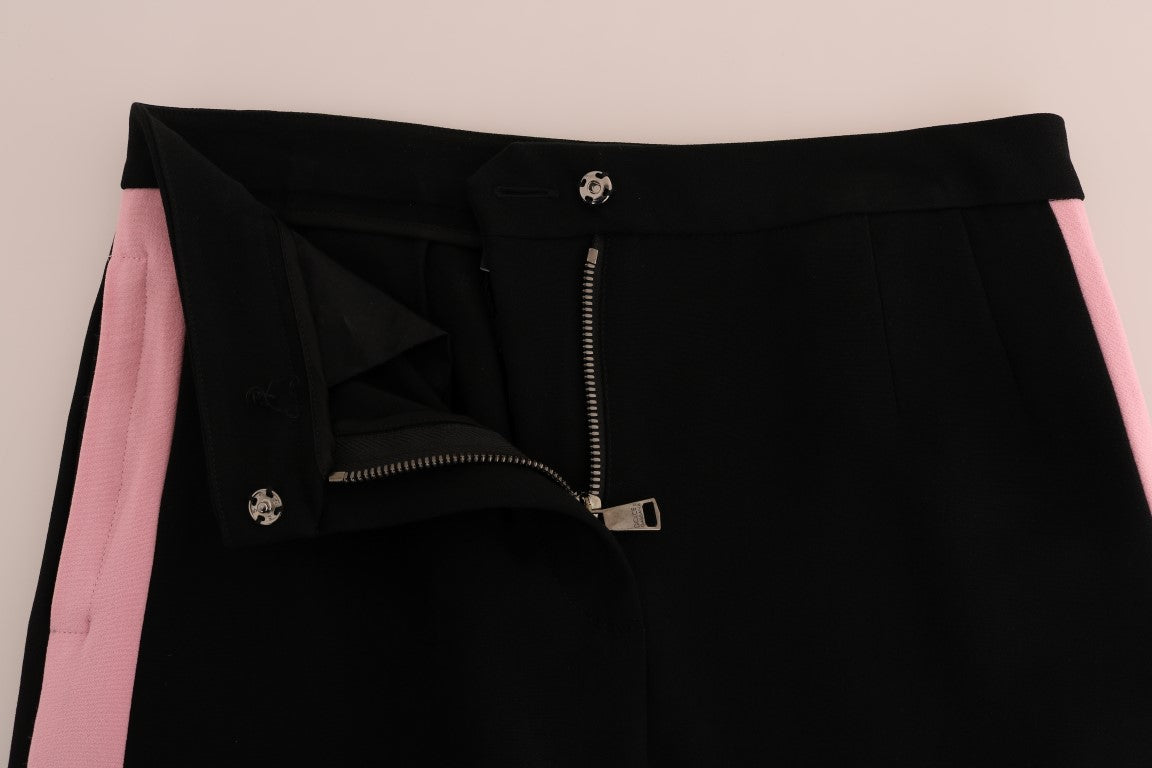 Dolce &amp; Gabbana Schicke schwarze Caprihose mit rosa Seitenstreifen