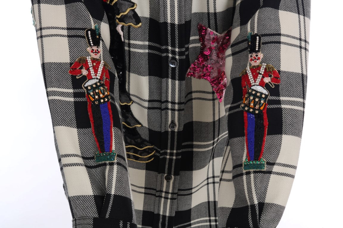 Cămașă din lână cu paiete Dolce &amp; Gabbana Enchanted Sequin în carouri