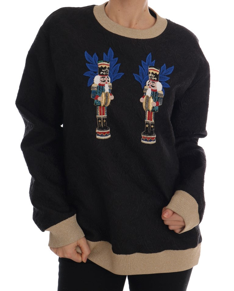Dolce &amp; Gabbana – Verzauberter schwarzer Brokatpullover mit Pailletten