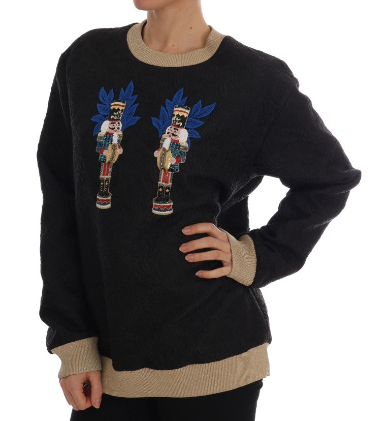 Dolce &amp; Gabbana – Verzauberter schwarzer Brokatpullover mit Pailletten