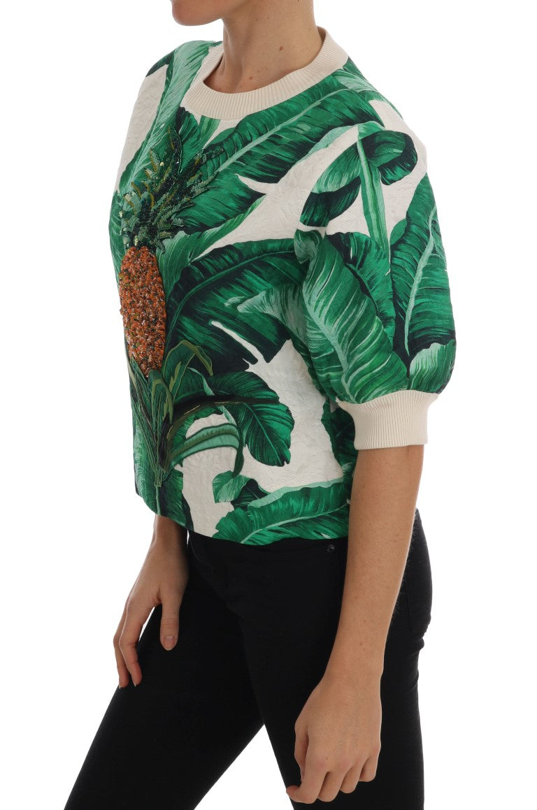 Dolce &amp; Gabbana Pullover mit tropischen Pailletten – Lush Greenery Edition