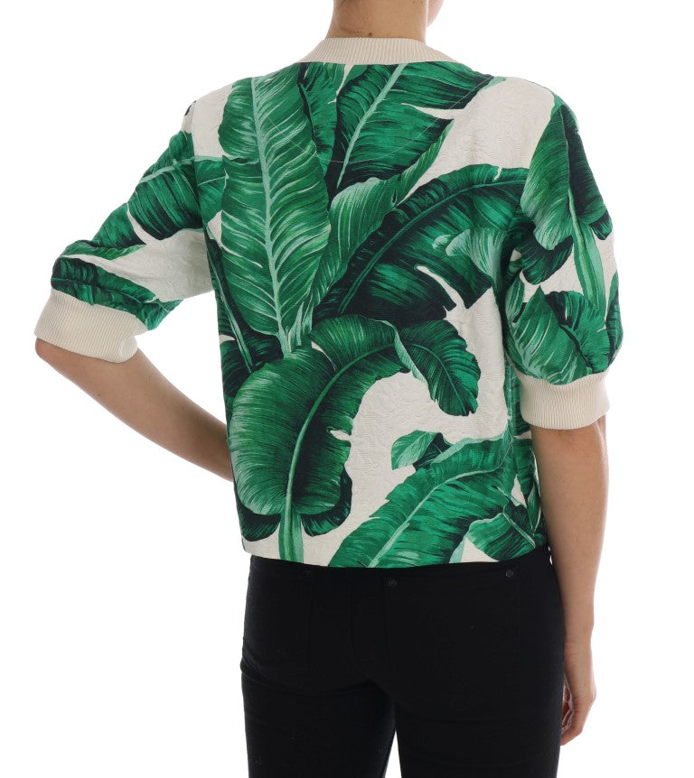 Pulover cu paiete tropicale Dolce &amp; Gabbana - Ediție Lush Greenery