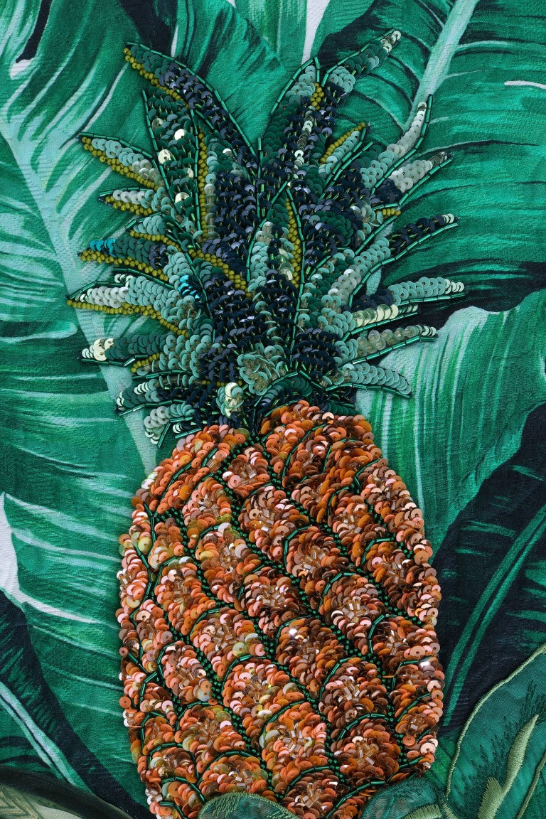 Pulover cu paiete tropicale Dolce &amp; Gabbana - Ediție Lush Greenery