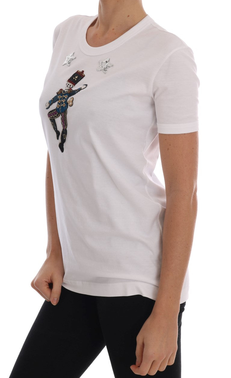 Dolce &amp; Gabbana – T-Shirt aus Baumwolle mit Pailletten im Märchen-Design