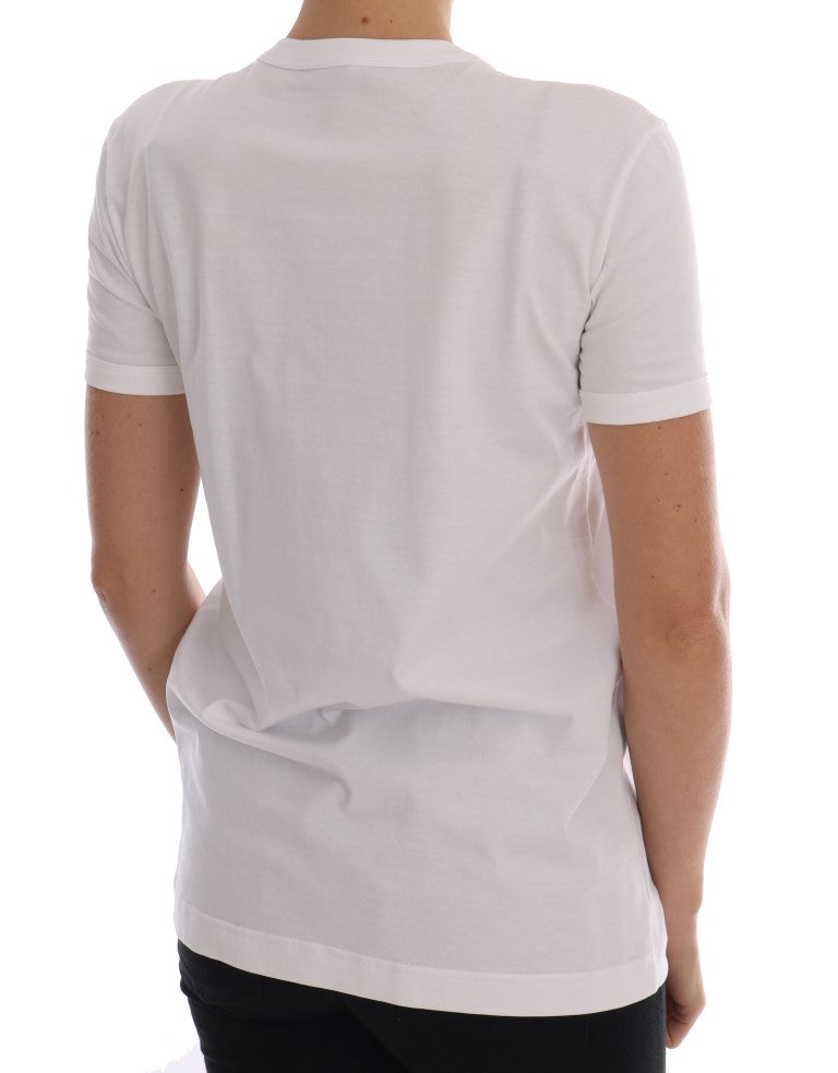 Dolce &amp; Gabbana – T-Shirt aus Baumwolle mit Pailletten im Märchen-Design