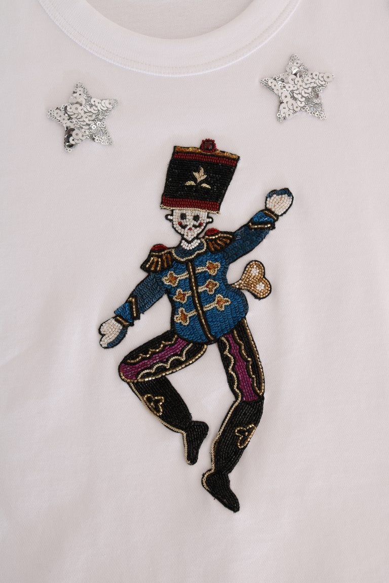 Dolce &amp; Gabbana – T-Shirt aus Baumwolle mit Pailletten im Märchen-Design