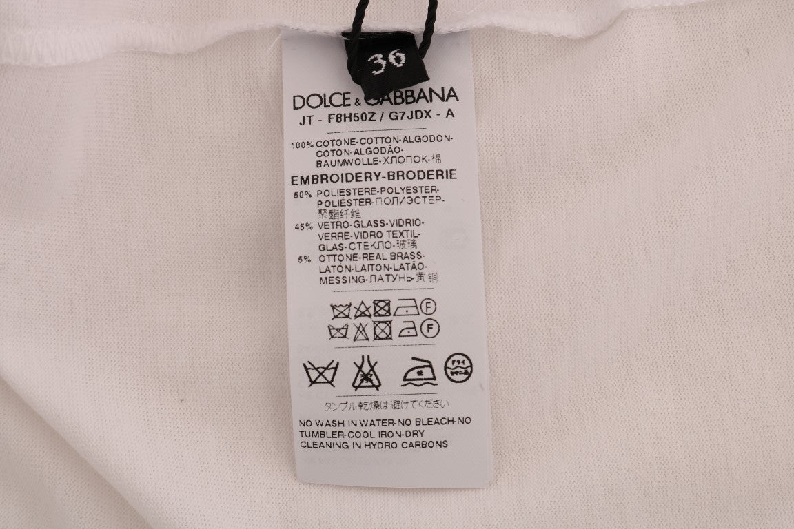 Dolce &amp; Gabbana – T-Shirt aus Baumwolle mit Pailletten im Märchen-Design