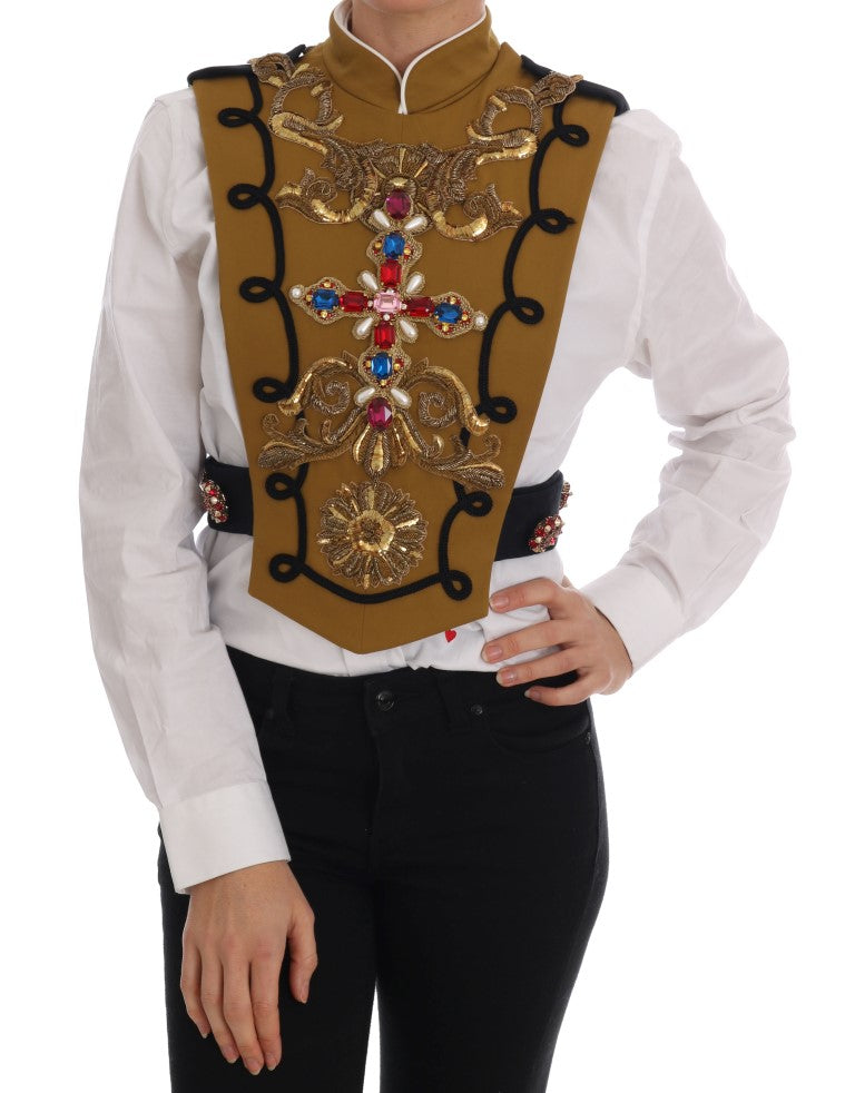 Dolce &amp; Gabbana Runway – Weste mit Kristallverzierung und Kreuz