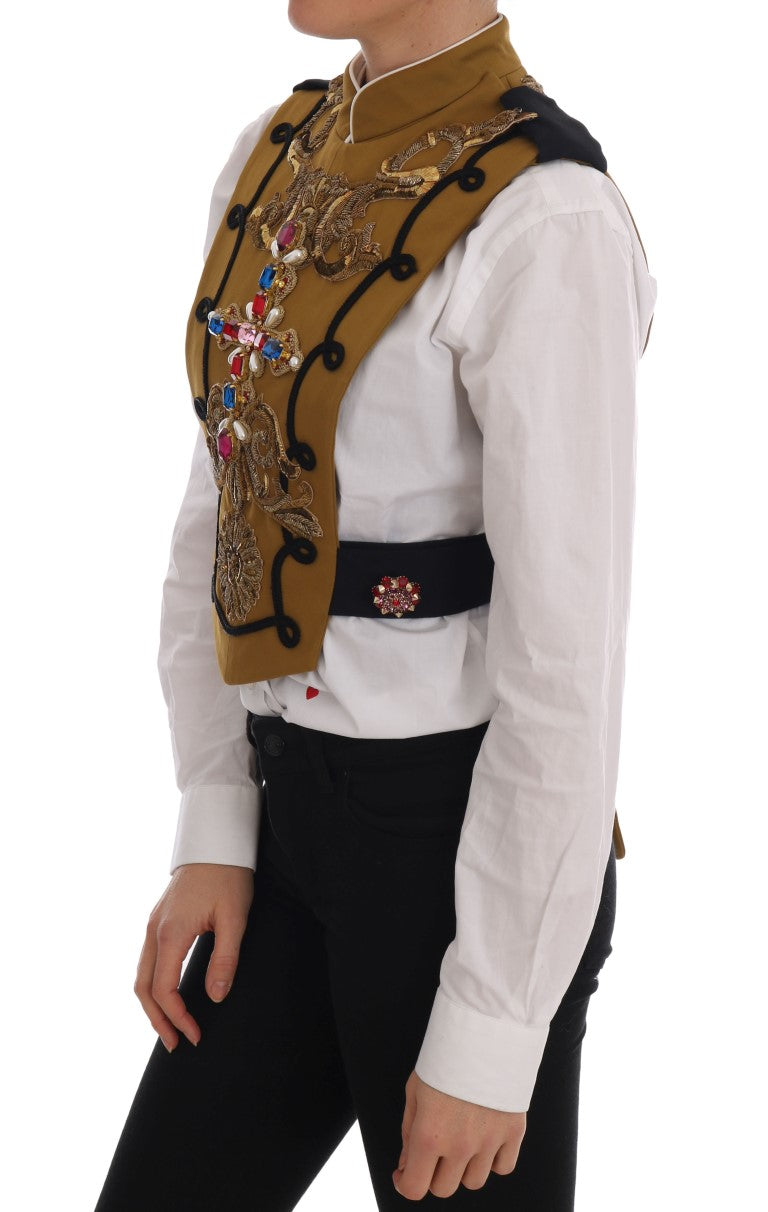 Dolce &amp; Gabbana Runway – Weste mit Kristallverzierung und Kreuz