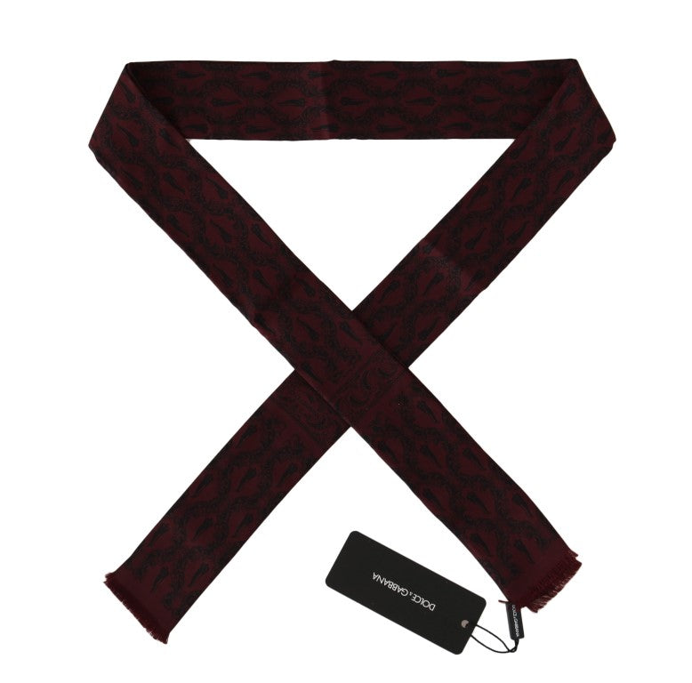 Dolce &amp; Gabbana Seidenschal mit Bordeaux-Krone-Chili-Print für Herren