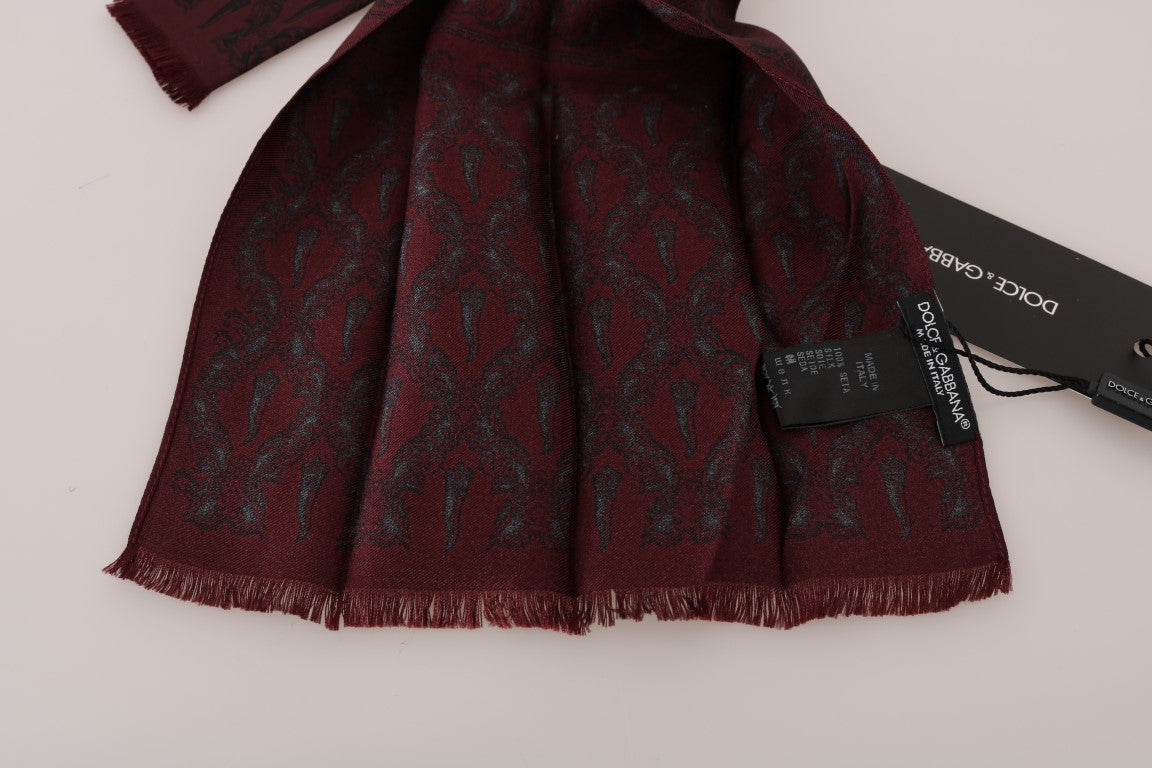 Dolce &amp; Gabbana Seidenschal mit Bordeaux-Krone-Chili-Print für Herren