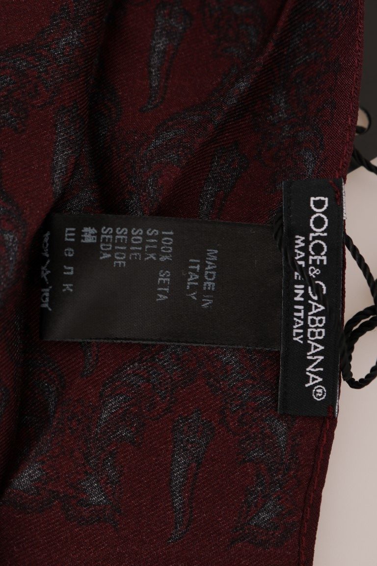 Dolce &amp; Gabbana Seidenschal mit Bordeaux-Krone-Chili-Print für Herren