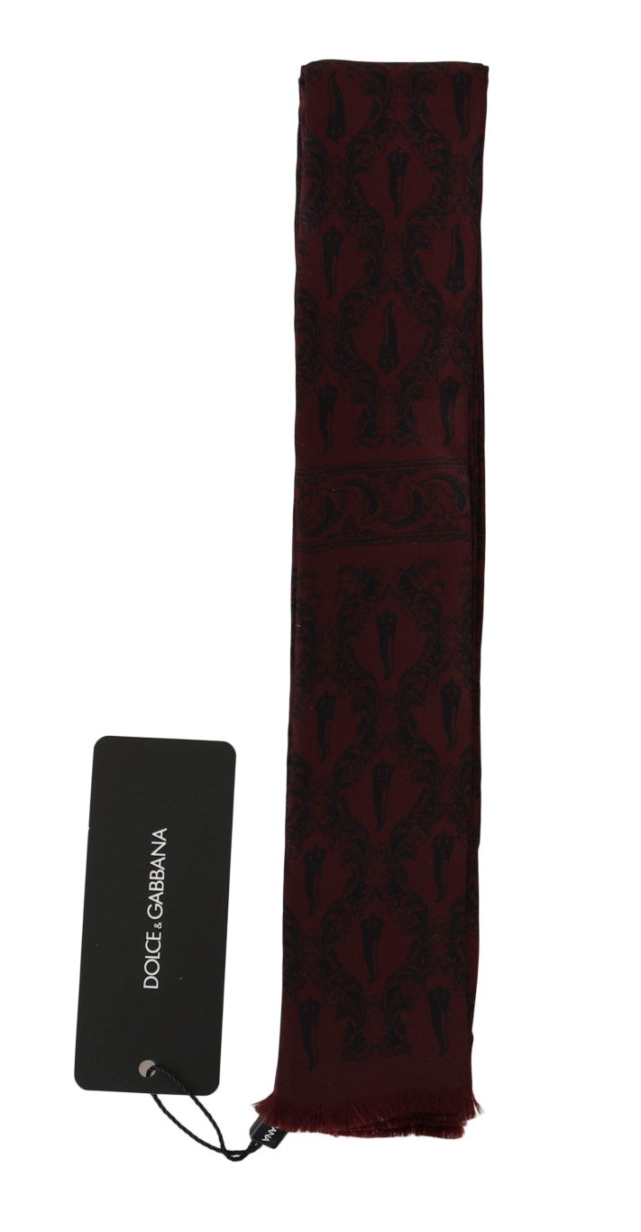 Dolce &amp; Gabbana Seidenschal mit Bordeaux-Krone-Chili-Print für Herren