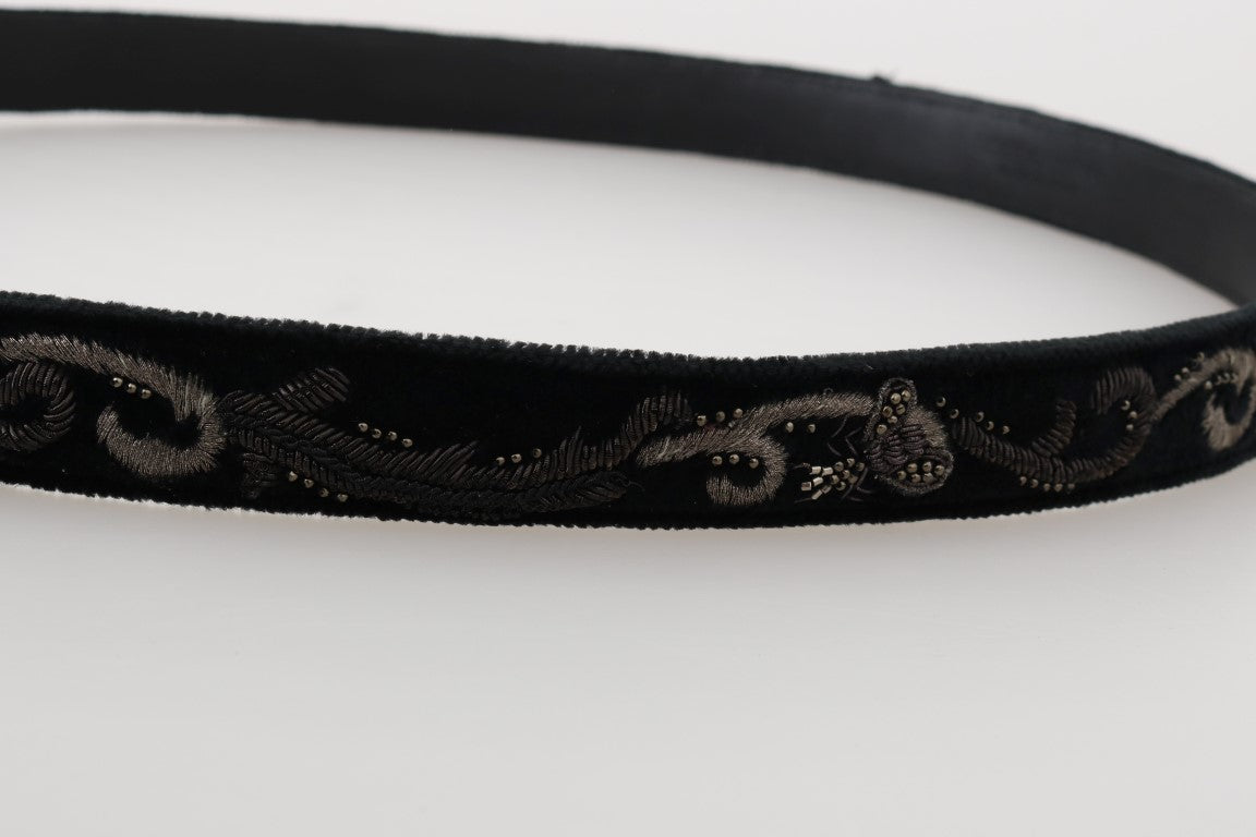 Dolce &amp; Gabbana Eleganter schwarzer Baumwoll-Leder-Herrengürtel