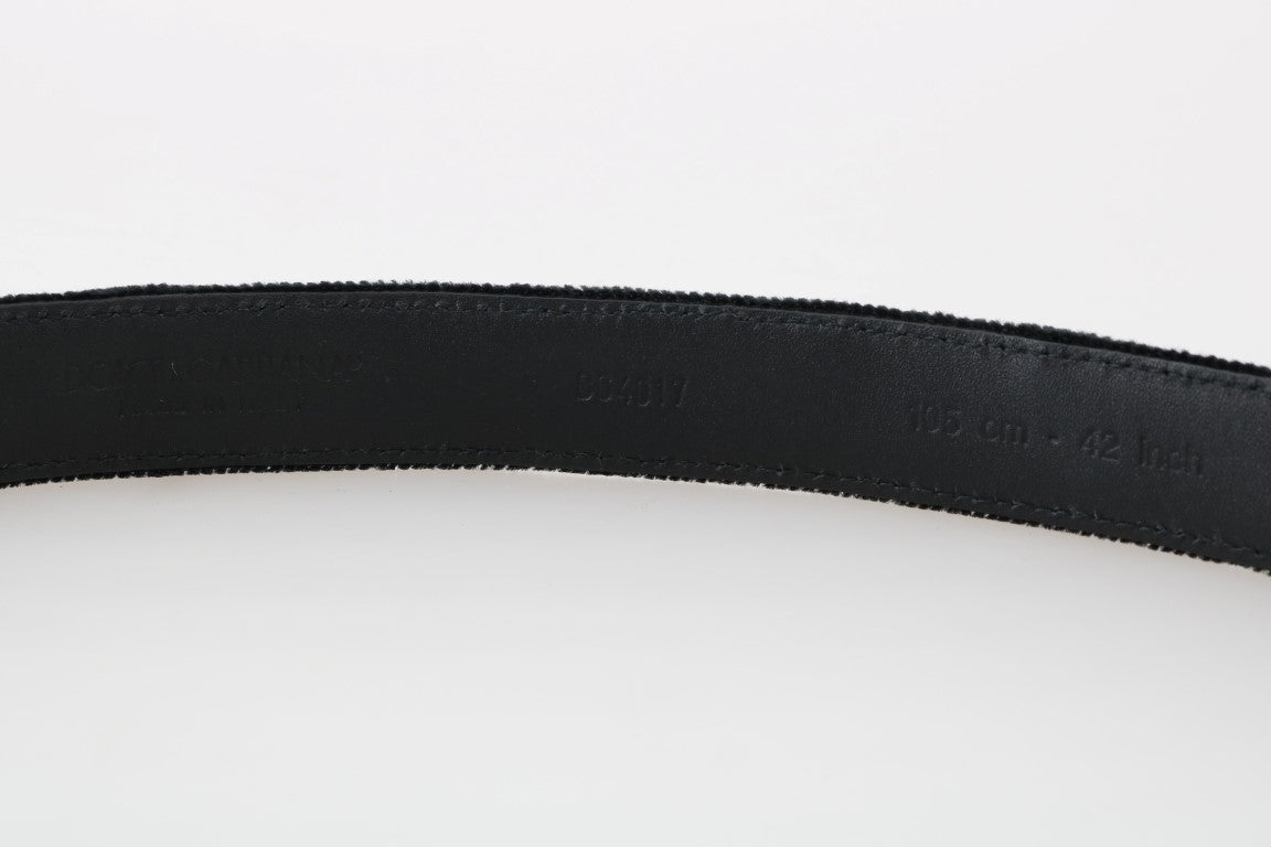 Dolce &amp; Gabbana Eleganter schwarzer Baumwoll-Leder-Herrengürtel