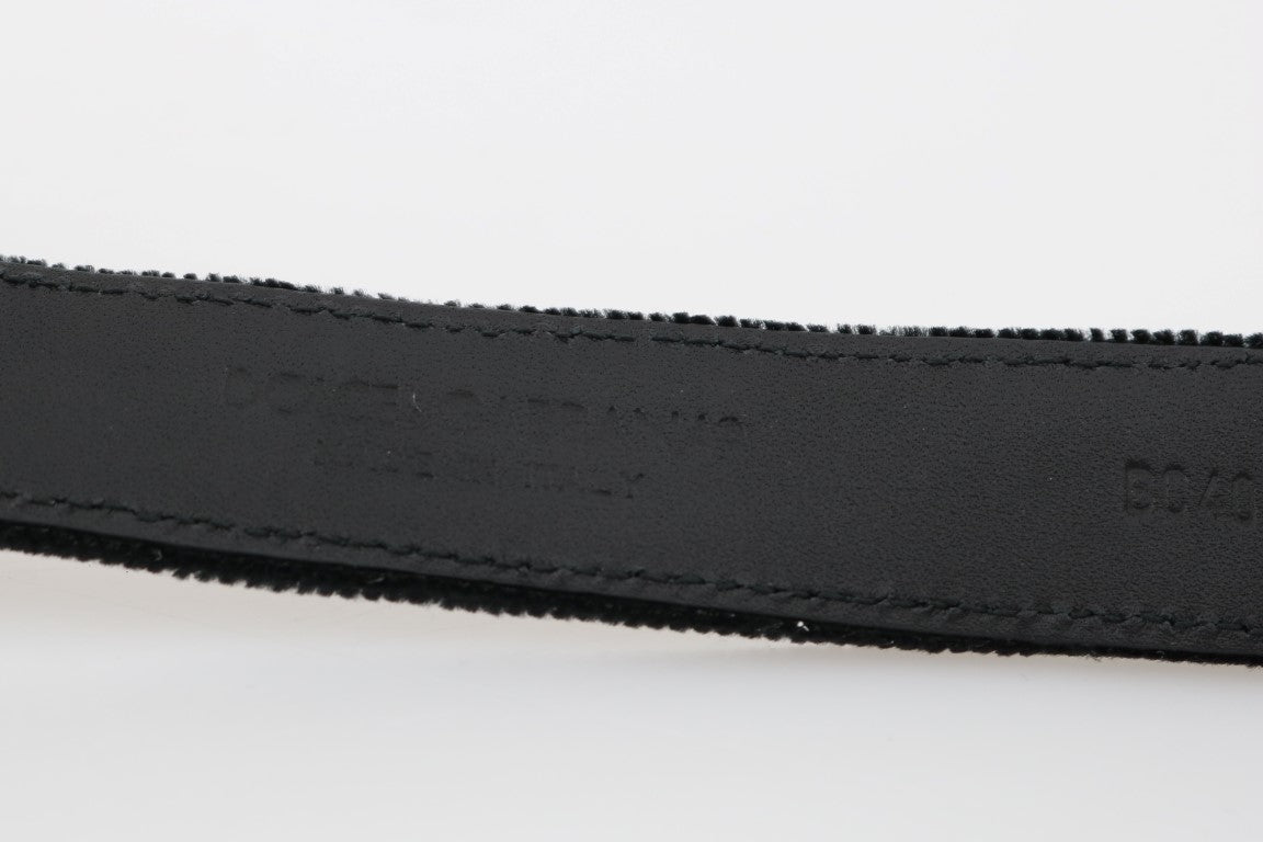 Dolce &amp; Gabbana Eleganter schwarzer Baumwoll-Leder-Herrengürtel