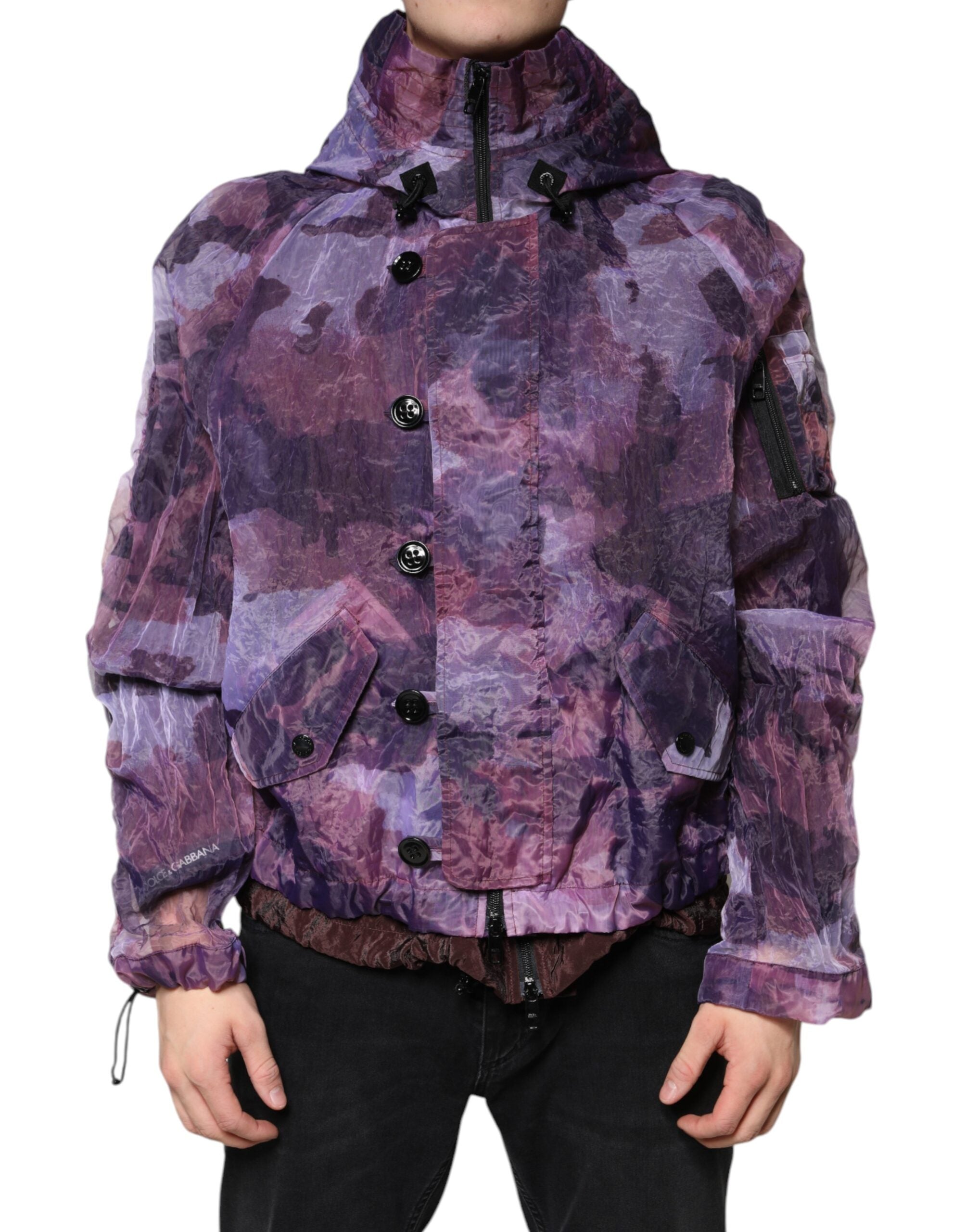 Dolce &amp; Gabbana Jachetă bărbătească cu glugă violet camuflaj