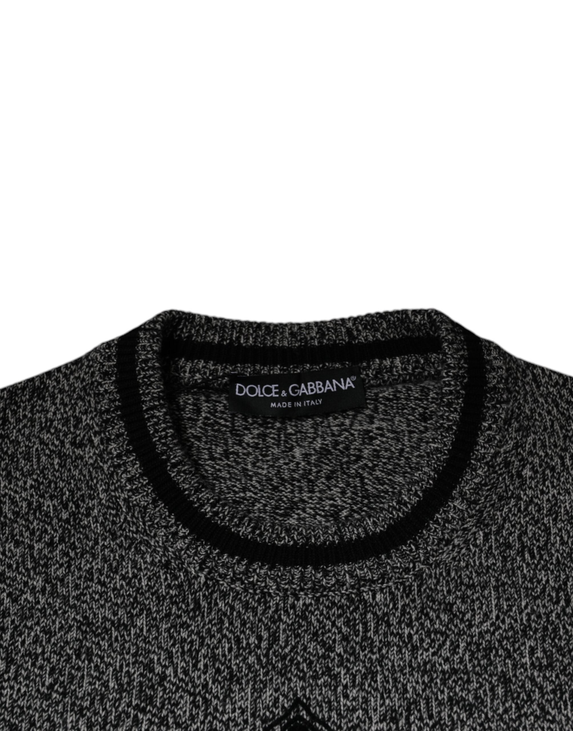 Dolce &amp; Gabbana Grauer Pullover aus Kaschmir mit Kronenkönig