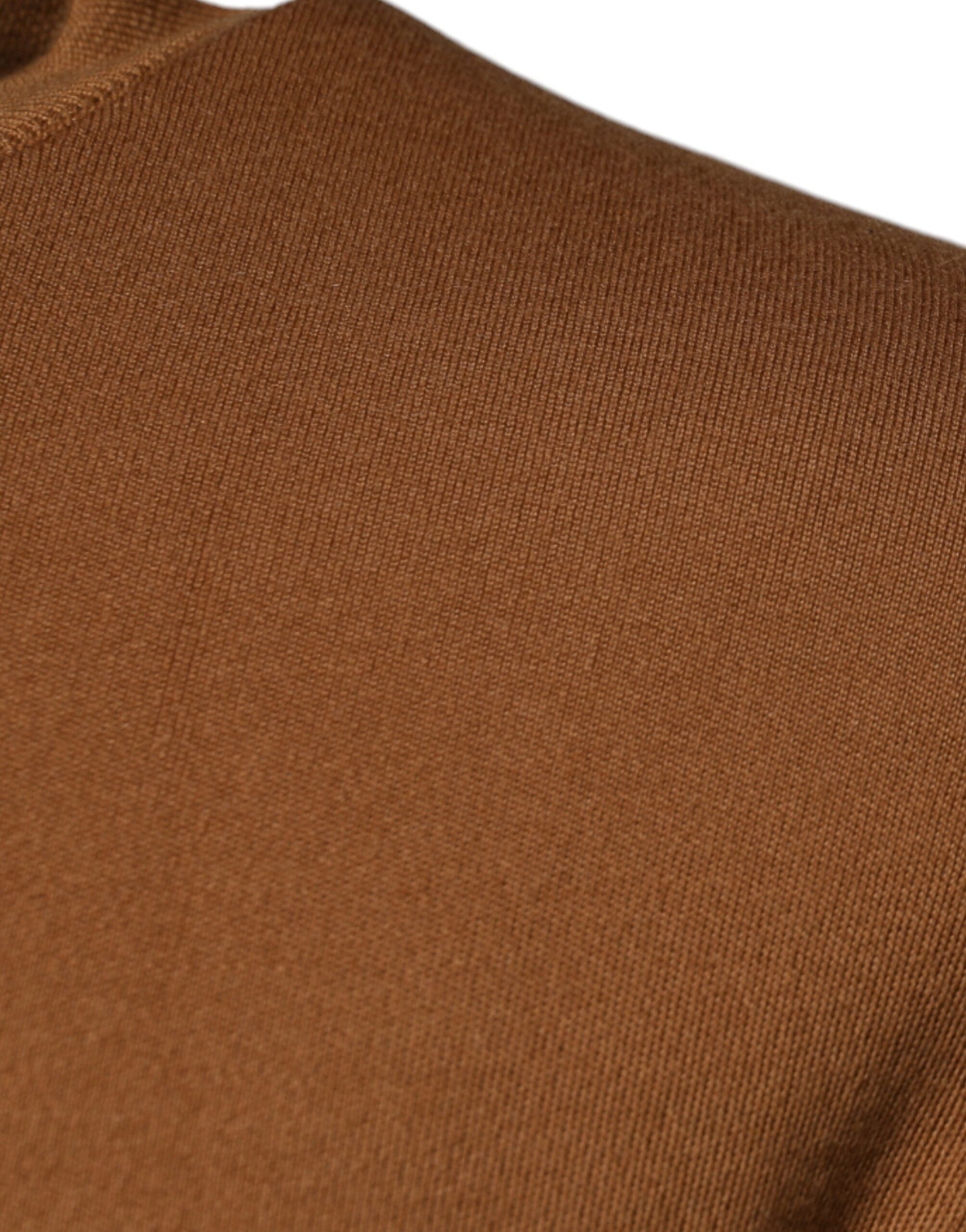 Dolce &amp; Gabbana – Pullover mit Rundhalsausschnitt und Logo-Plakette in Braun