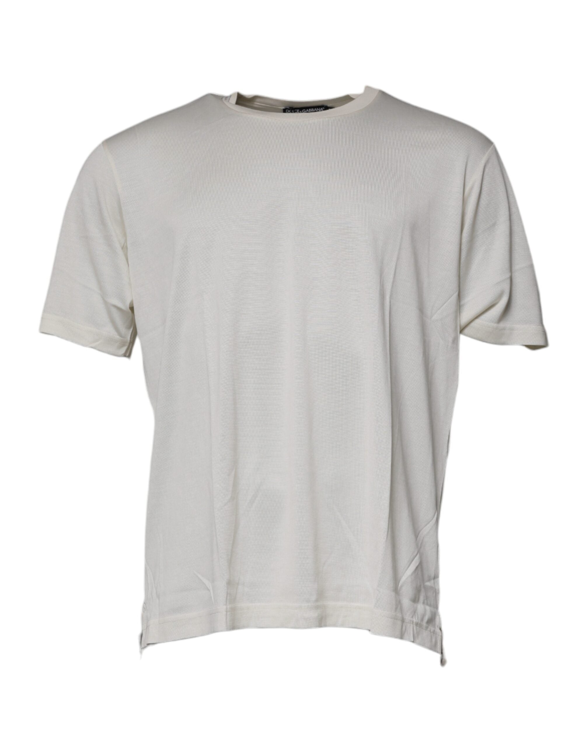 Dolce &amp; Gabbana – Kurzärmliges T-Shirt mit Rundhalsausschnitt in Off-White