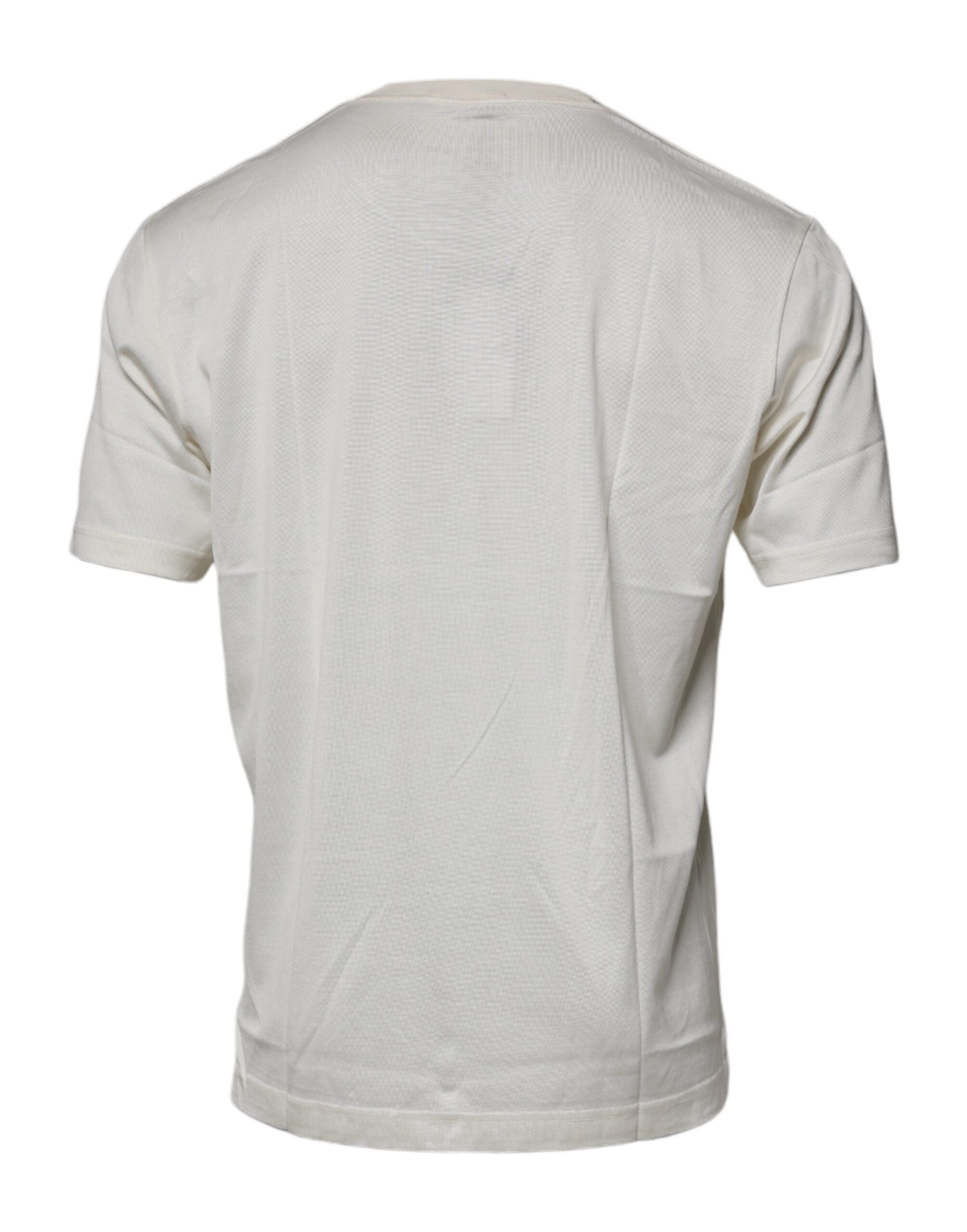 Dolce &amp; Gabbana – Kurzärmliges T-Shirt mit Rundhalsausschnitt in Off-White
