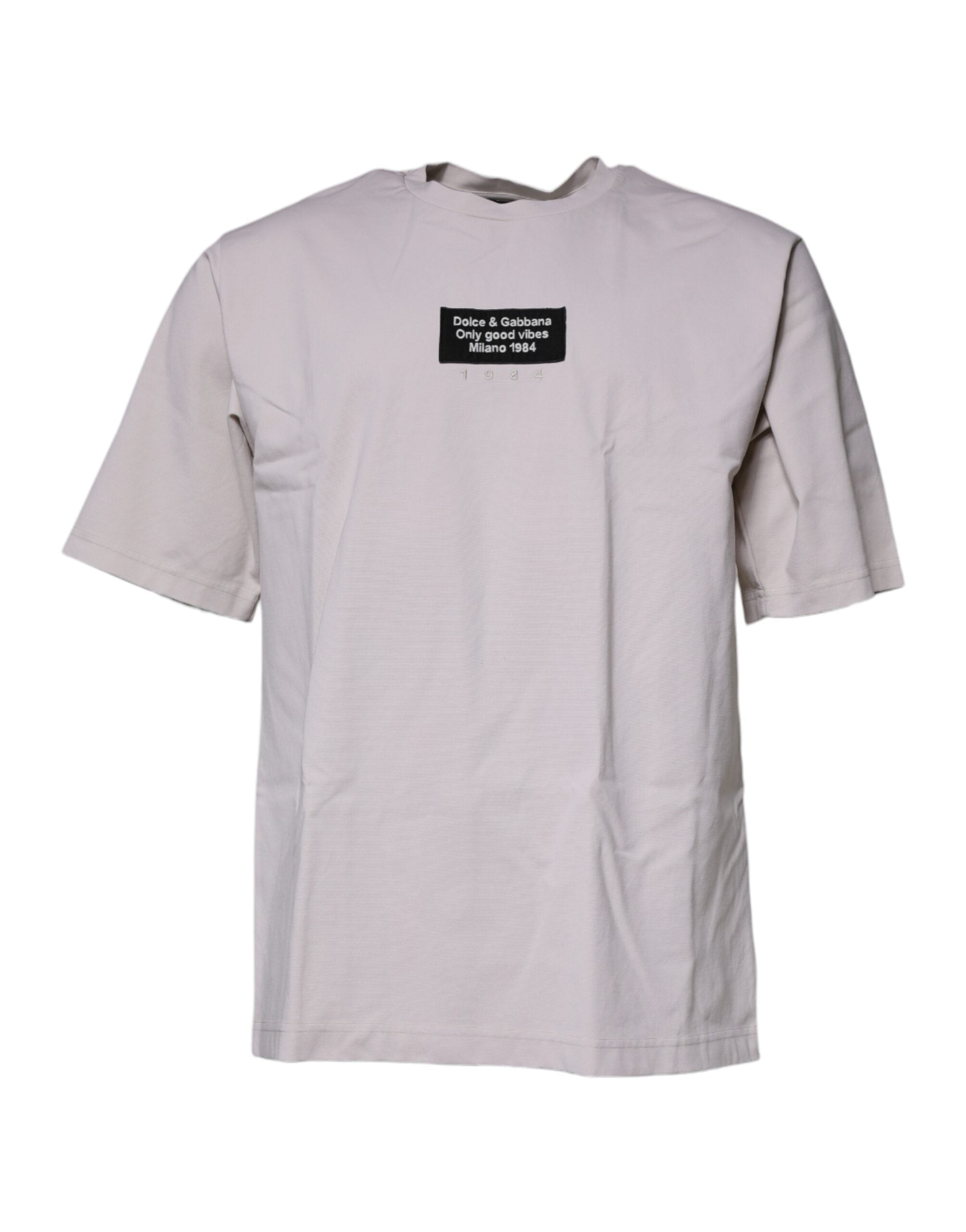 Dolce &amp; Gabbana Beiges T-Shirt mit Rundhalsausschnitt und kurzen Ärmeln mit DG-Logo