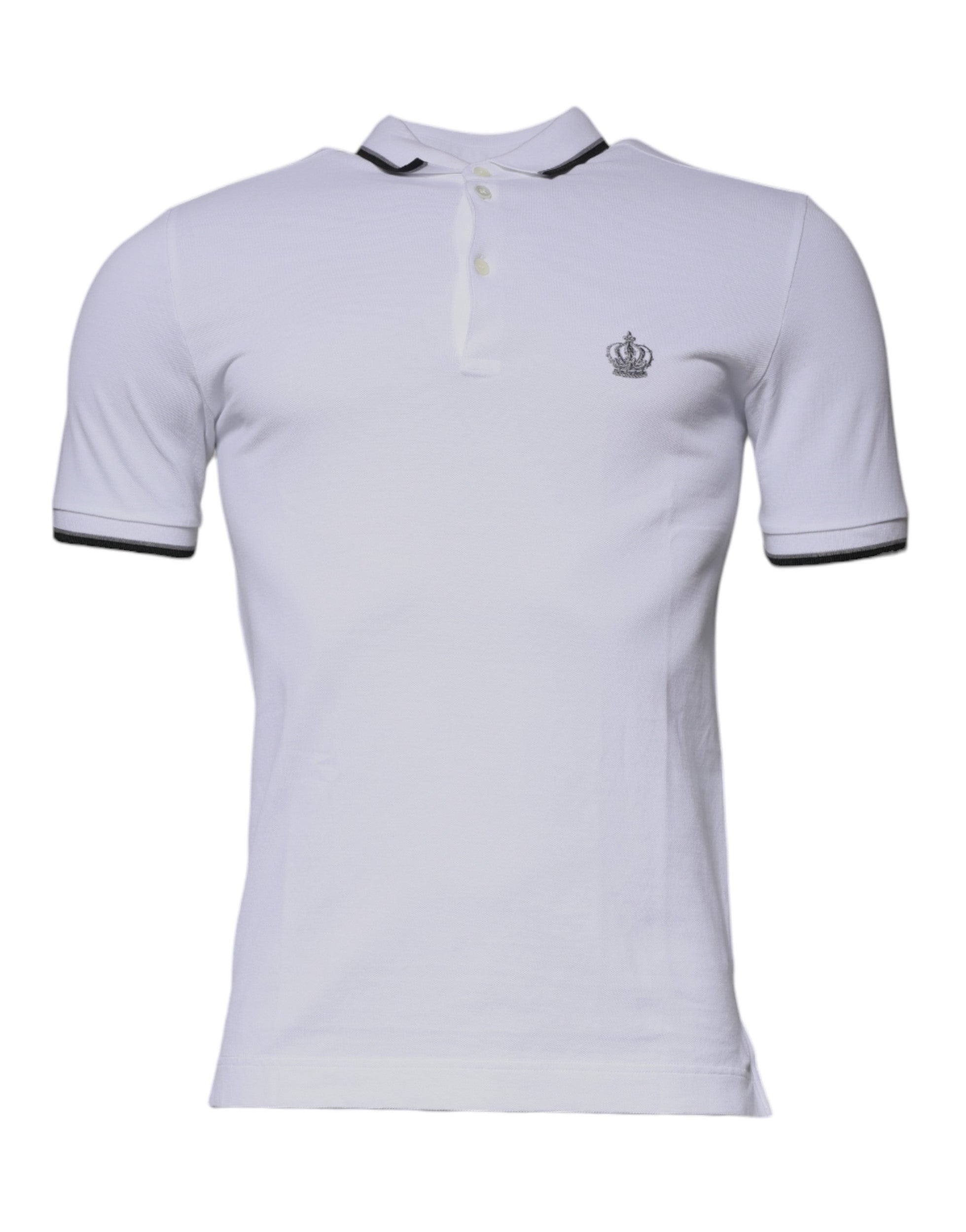 Dolce &amp; Gabbana – Weißes Poloshirt aus Baumwolle mit Kronenkragen