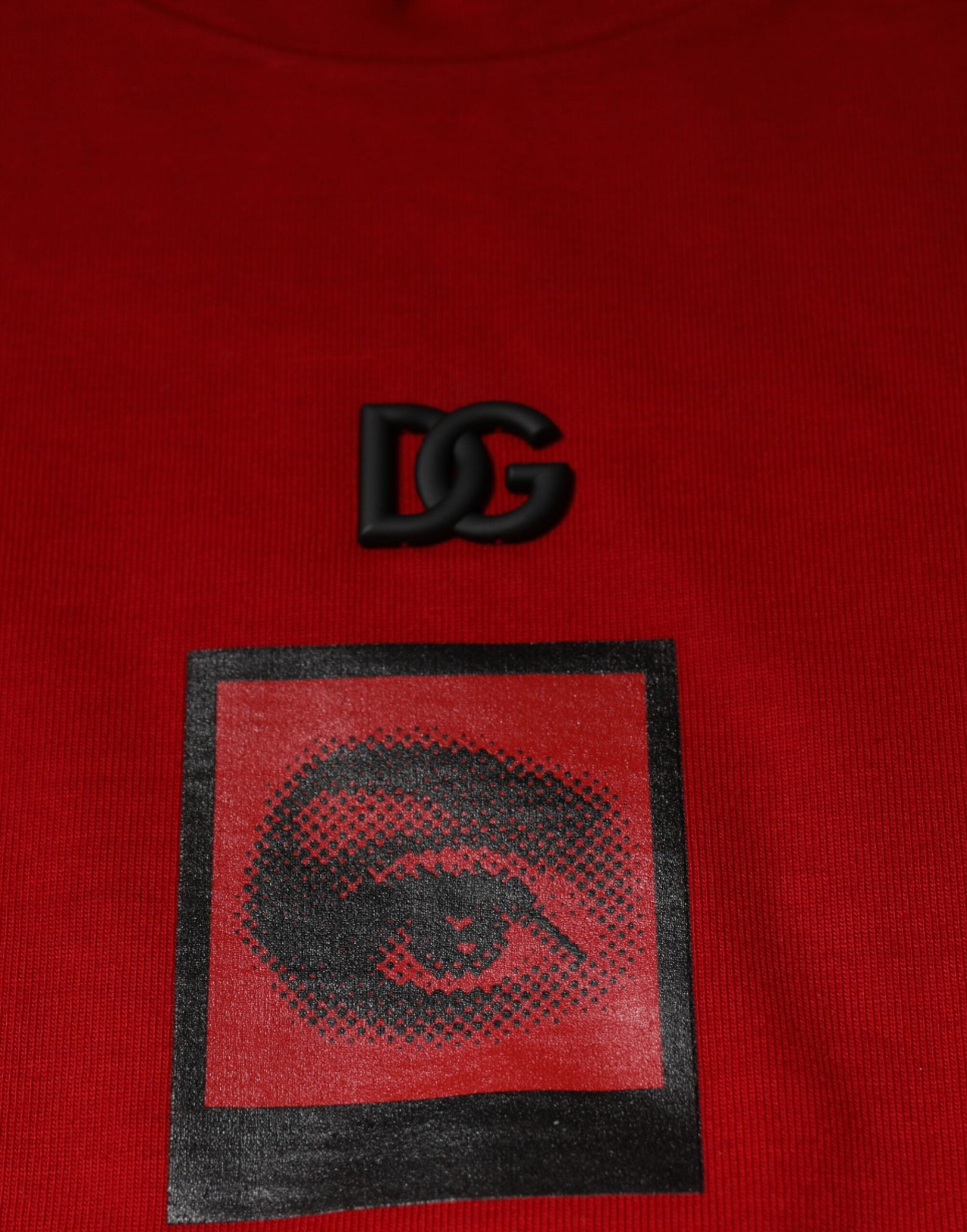 Tricou Dolce &amp; Gabbana roșu cu guler rotund din bumbac DG Eye