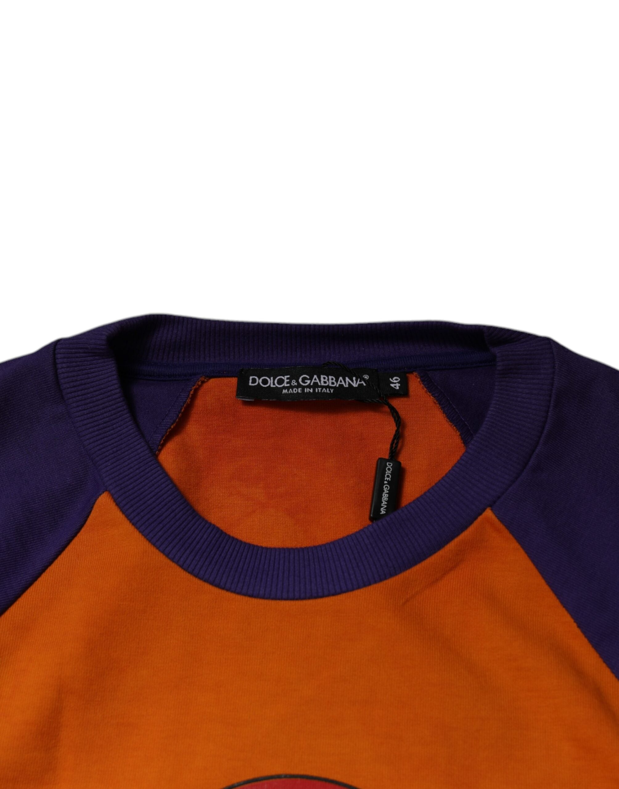 Tricou Dolce &amp; Gabbana portocaliu violet cu mânecă scurtă și imprimeu grafic