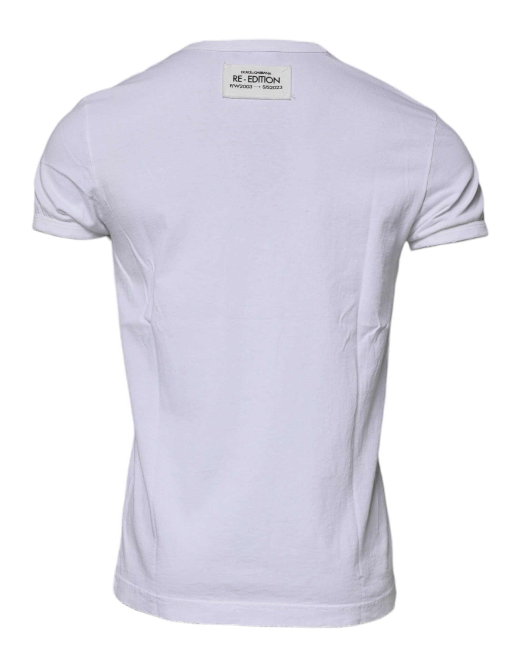 Tricou Dolce &amp; Gabbana cu dungi albe și guler rotund și mânecă scurtă